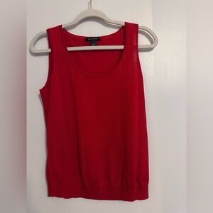 ST. JOHN CHERRY WOOL/RAYON RIBBED KNIT SCOOP NECK TANK TOP